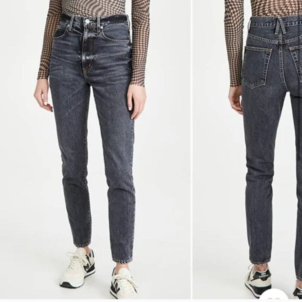 SLVRLAKE Denim Beatnik Gray High Rise Distressed Slim Fit Jeans Size 26